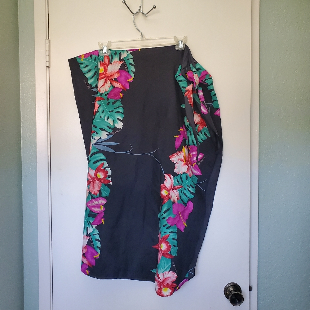 Kalena Fashions of Hawaii Floral Tropical Sarong Wrap Swim Cover Up 22" Waist